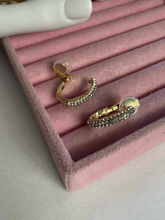 Klipsy klasyczne do uszu bez dziurki złote wysadzane cyrkoniami c49