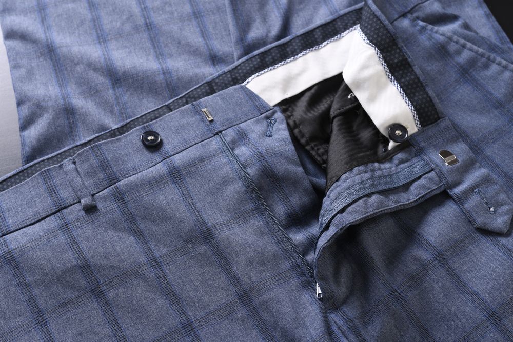 SAVILE ROW eleganckie niebieskie spodnie męskie w kratkę slim 54 38/34