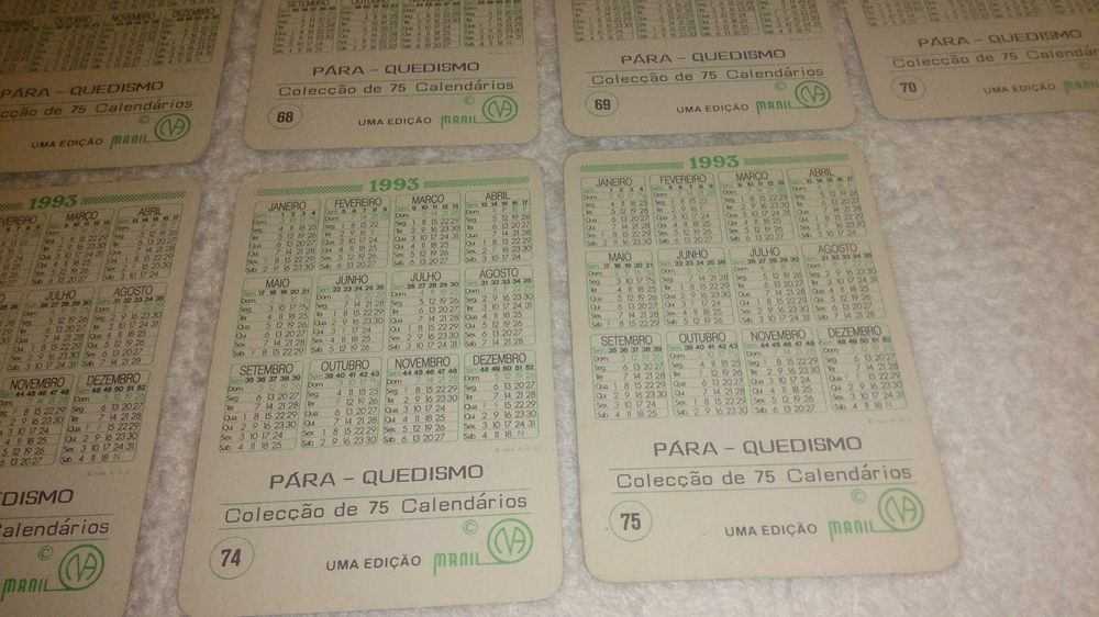 paraquedismo (75 calendários) coleção completa e numerada - rara 1993