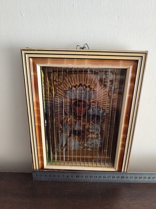 Obrazek Matki Boskiej Częstochowskiej 3D z lat PRL-u  religijny obraz