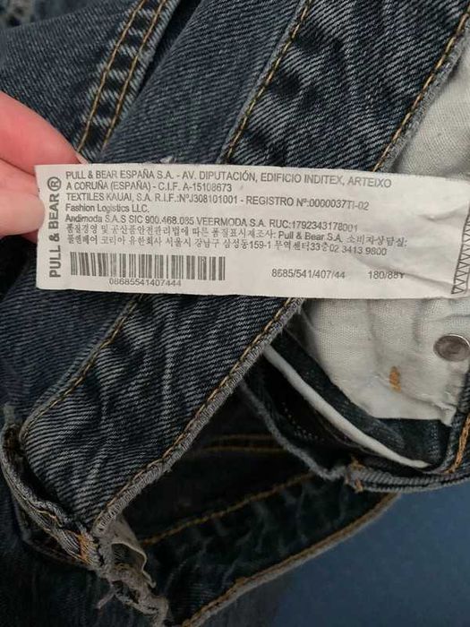 Calças de ganga wide leg lavagem escura Pull&Bear