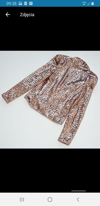 Marynarka żakiet cekinowa cekiny błyszcząca 36 s Sylwester złota
