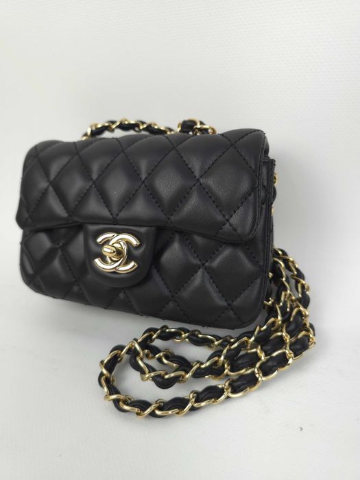 Chanel pikowana torebka czarna damskie
