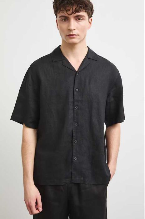Zara, 100% льон оверсайз сорочка короткий рукав, теніска, оригінал  L/XL