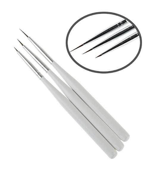 Pędzelki do zdobień manicure 3 szt