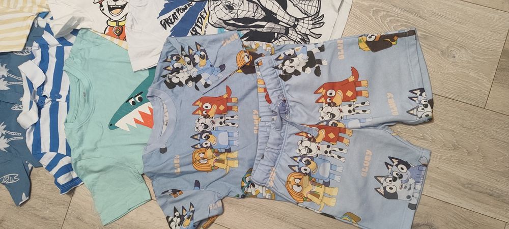 8 koszulek na krótki rękaw dla chłopca+ komplet H&M Bluey