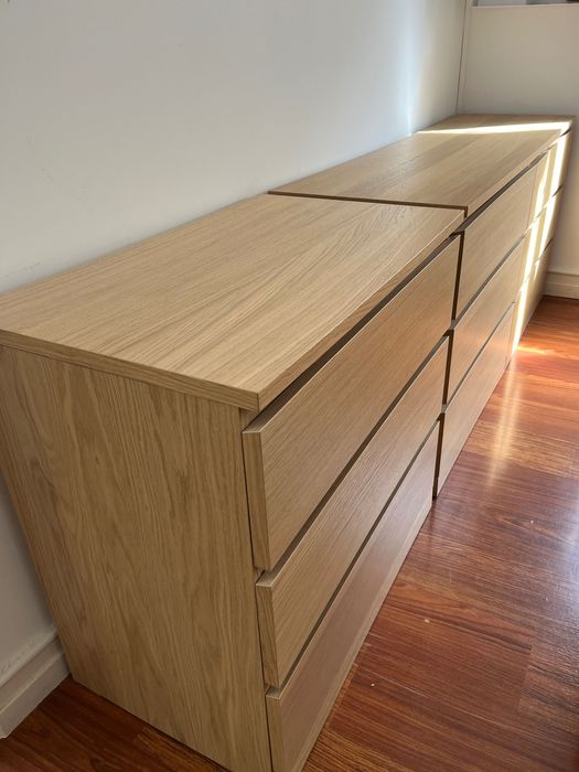 Conjunto de 2 cómodas MALM com 6 gavetas + 3 gavetas