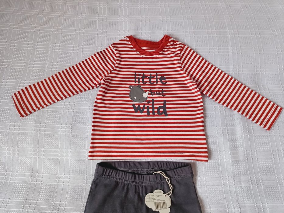 Komplet dziecięcy nowy, 74/80: bluzka, spodenki, szaliczek