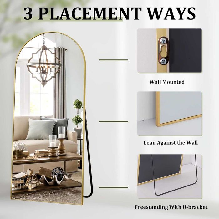 Nowe lustro / lusterko / stojące / półokrągłe / złote / 160x52 / R74!