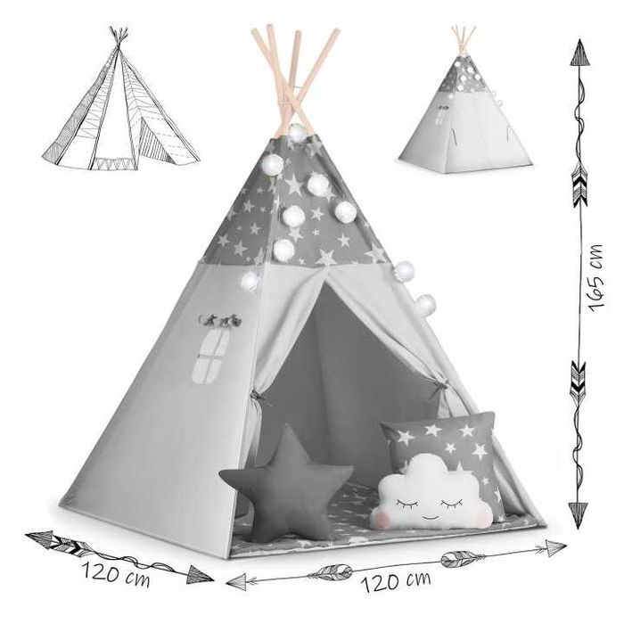 Namiot dla dzieci Tipi domek do domu DUŻY ZESTAW + EBOOK Nowe!!