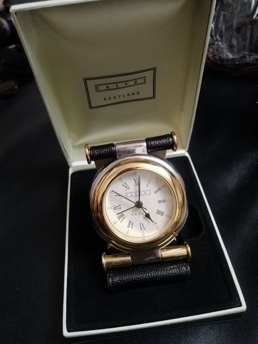 New Классические дорожные часы Dalvey Travel черная кожа кварц Scotlan