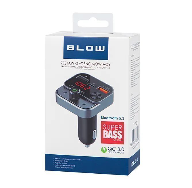 Transmiter FM z zestawem głośnomówiącym Bluetooth QC3.0 PD 30W 74-172#