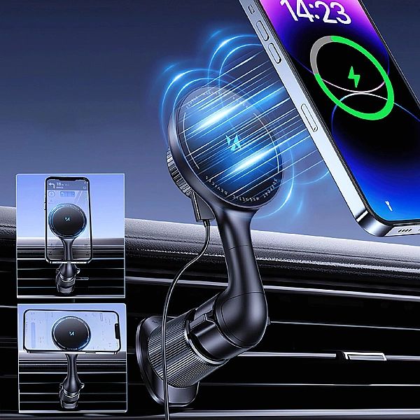 Uchwyt samochodowy Wozinsky WCT5-6S4Y z ładowarką indukcyjną Qi/MagSaf