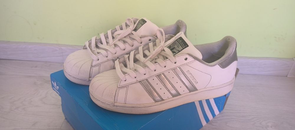 Adidas superstar 42 white silver адидас суперстар