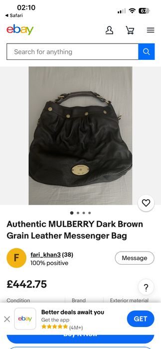 Шкіряна сумка Mulberry, оригінал