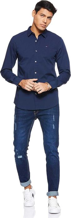 Męska Koszula TOMMY JEANS Original Stretch Slim Bawełna Black Iris M