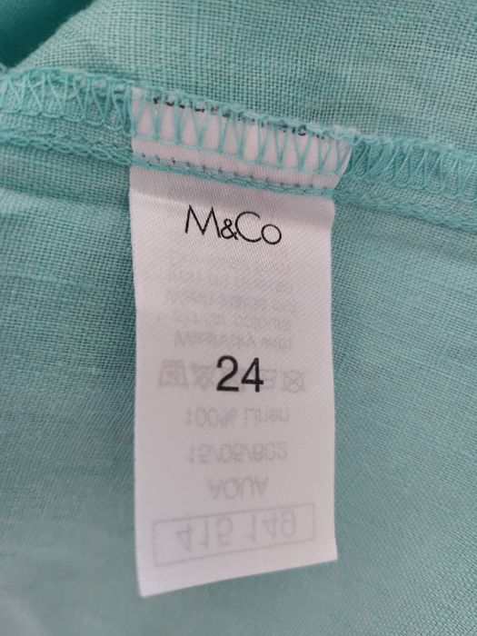 Льняная бирюзовая рубашка оверсайз батал M&Co лён 5XL-6XL