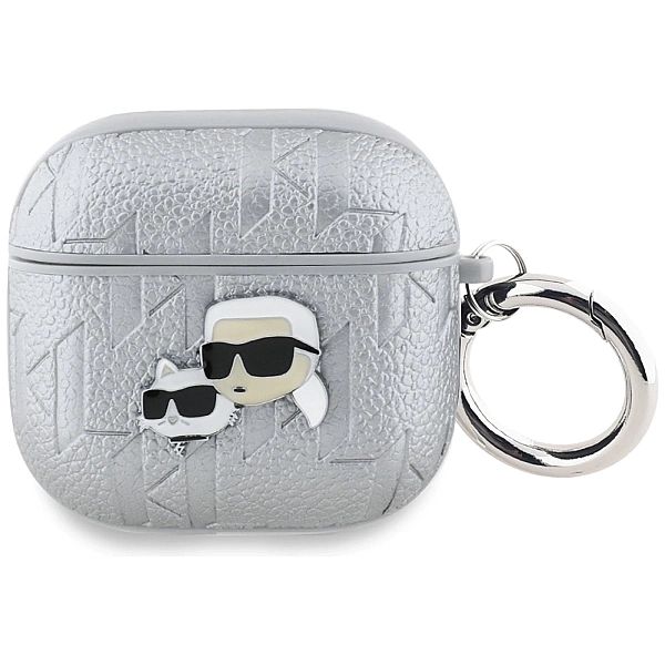 Etui Karl Lagerfeld Monogram Karl & Choupette Head na AirPods 4 - sreb