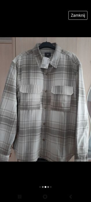 Koszula ciepła w jasną kratę L/XL H&M