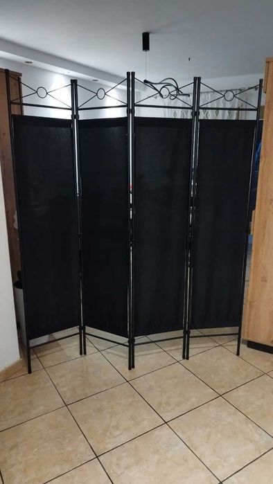 Parawan ścianka zasłona metalowy  czarny solidny duży dekoracja