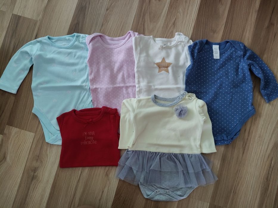 Zestaw, paka ubrań dla dziewczynki, body, bluzka, spodnie, rozmiar 68