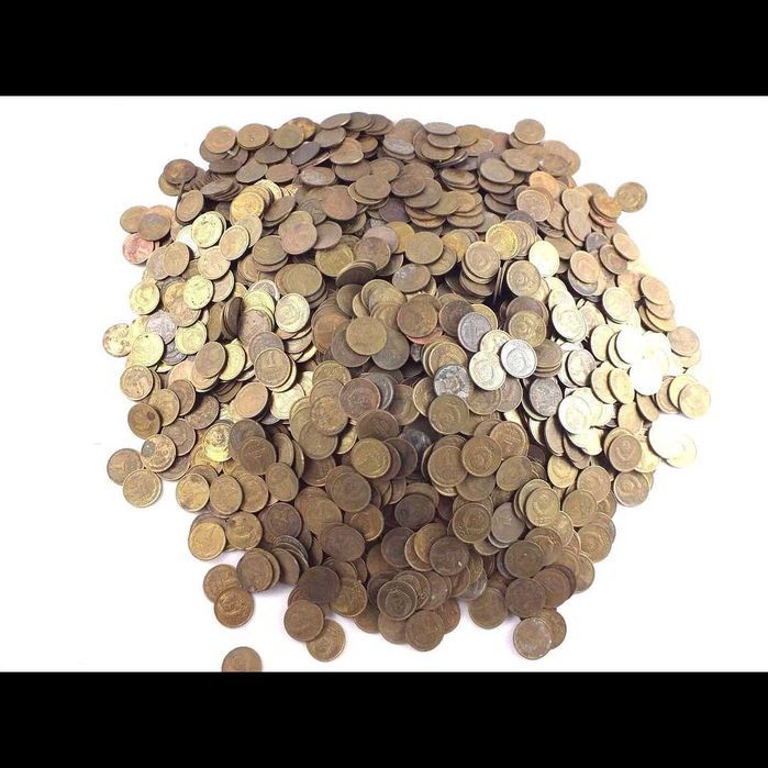 Lote de 100 peças 1 moedas Kopek da União Soviética (URSS). Você receb