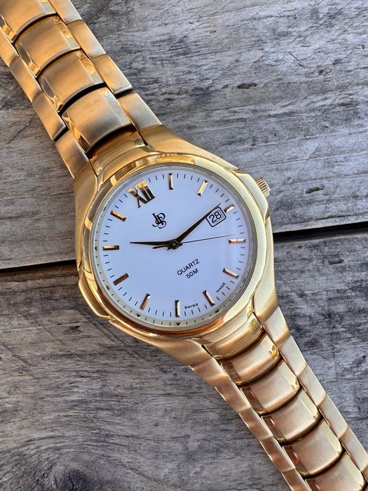 JPS John Player Special Swiss Made vintage zegarek męski złoty 36,5 mm