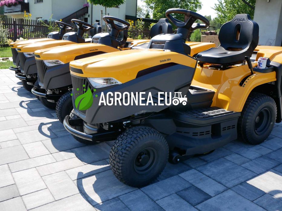 STIGA 398W traktor kosiarka nowy,  gwarancja 36m  dostawa do domu, po przeglądzie PDI ,  2 cylindry V2  kosz HIT, raty 0% nie cedrus sthil dla Ciebie