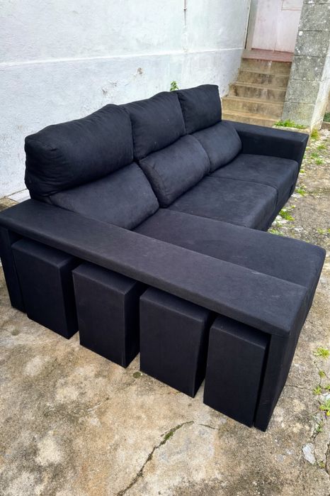 sofa chaise longe preto