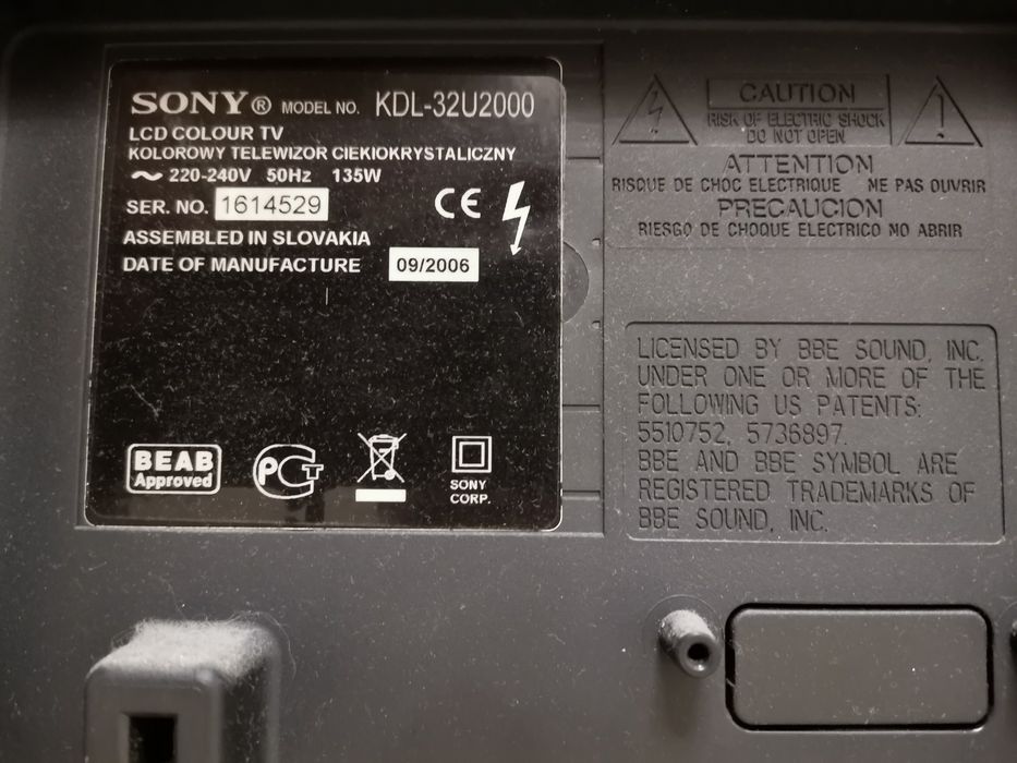 Телевизор sony Kdl32u2000 под ремонт
