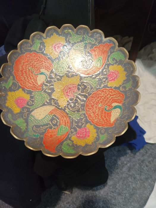 Индийская латунная конфетница-вазочка