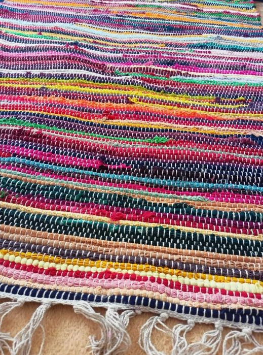 Dywan dywanik boho 150x80 cm duży ręcznie tkany bawełniany