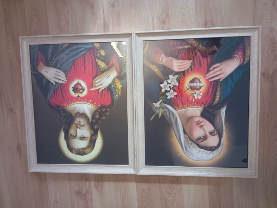 Obraz Najświętsze Serce Jezusa i Maryi 55x45 Nowa Reprodukcja