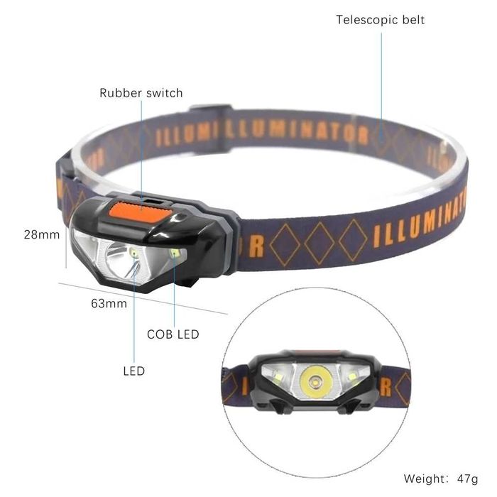 Налобний ліхтарик на 1хАА батарейці