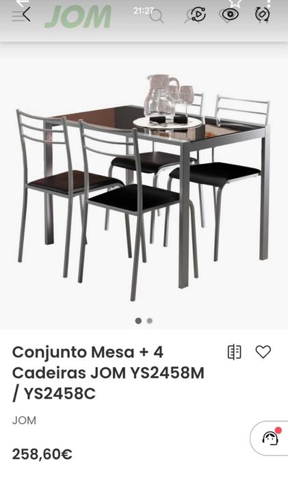 Conjunto mesa e cadeiras