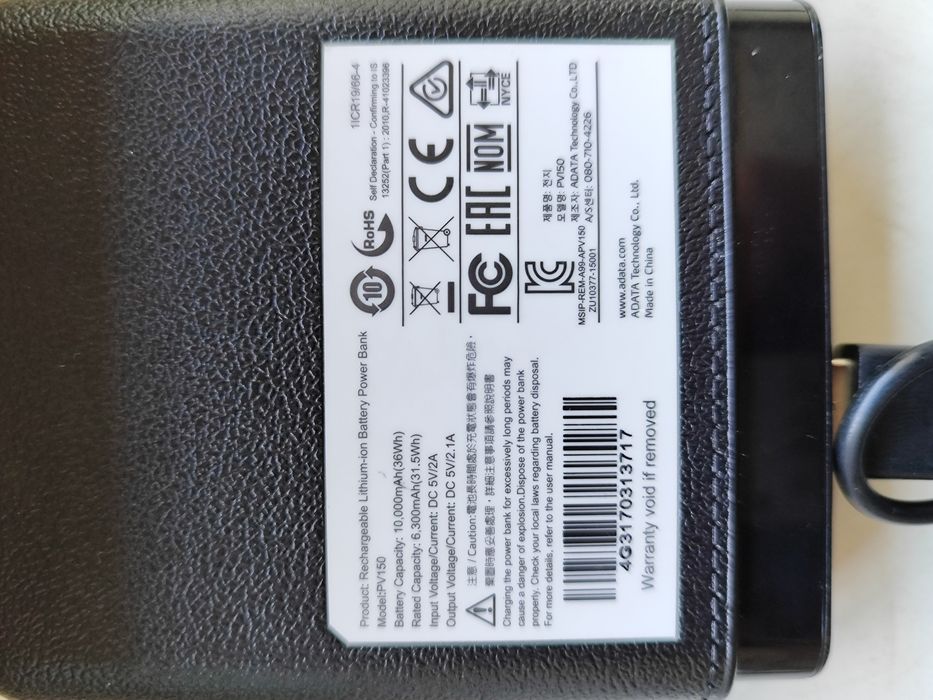 ADATA Power Bank APV150 czarny 10000 mAh