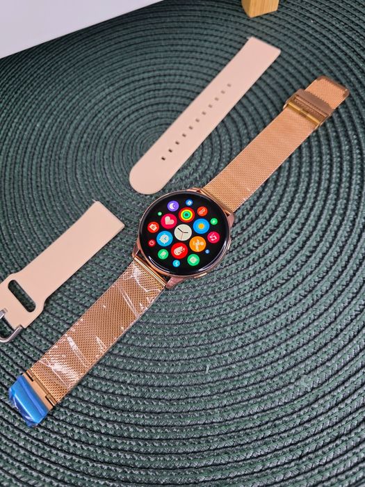 Złoty Smartwatch Damski LIGE 5 Połączenia Bluetooth • 2 paski • NOWY
