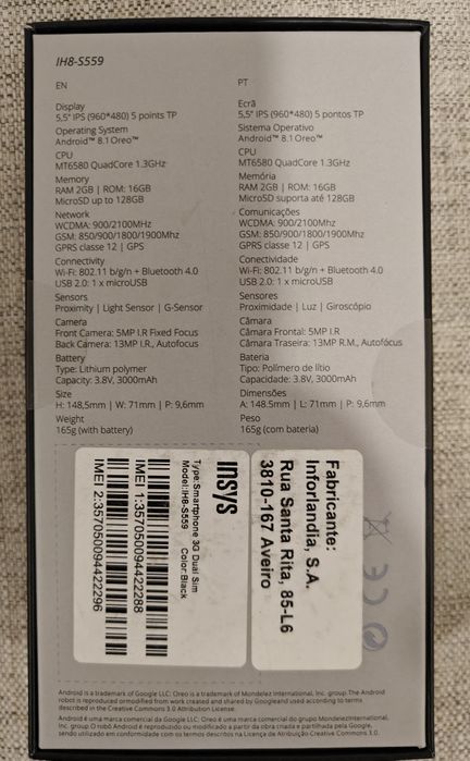 Telemóvel Smartphone novo  Insys IH8-5559