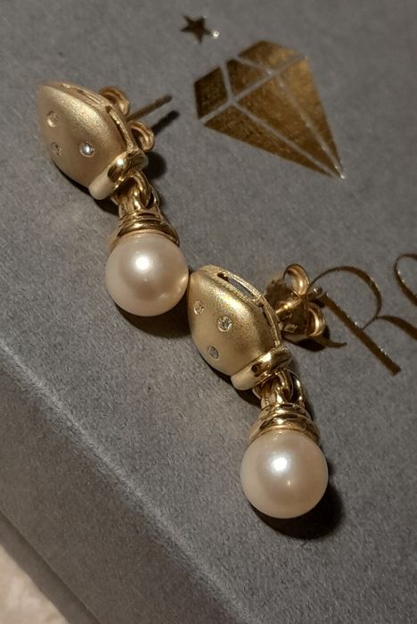 Kolczyki 5.3g Diamenty Złoto 750 Perły WYCENA