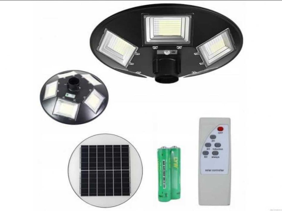 Lampa Solarna Uliczna Ogrodowa LED UFO Czujnik Ruchu+Pilot + Mocowanie