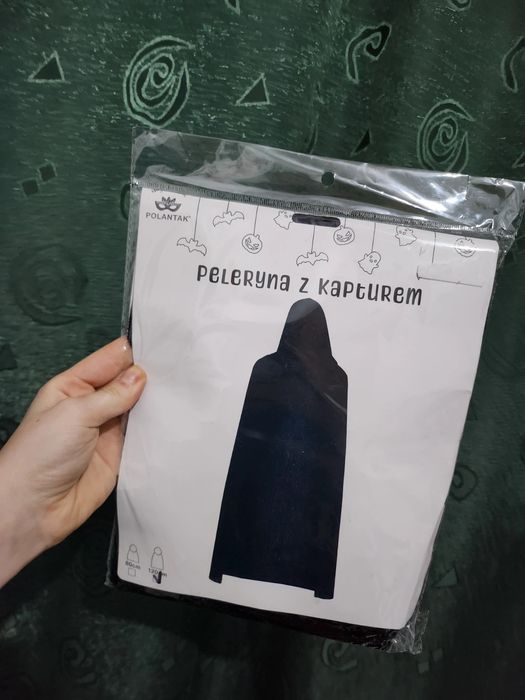 Peleryna z kapturem czarna dziecięca 120 cm