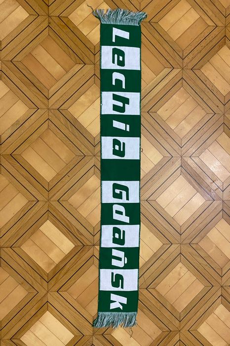 Szalik Lechia Gdańsk retro szeroki tkany