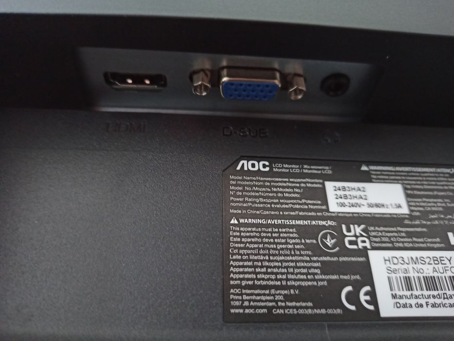 Монитор 24" AOC 24B3HA2 IPS / 100Hz / Встроенный звук  / HDMI