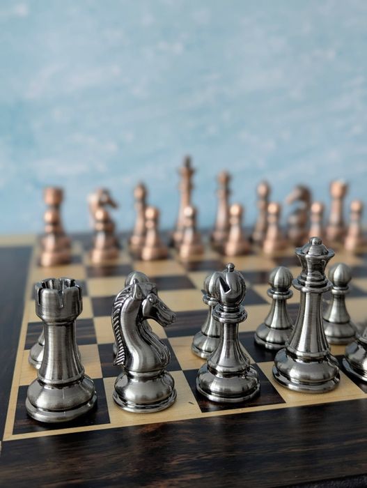 Шахи VIP‼️ металеві фігури дерев'яна дошка