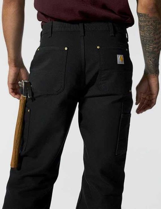 CARHARTT Męskie Spodnie Robocze Duck Double Front B01-M Black 40W/32L