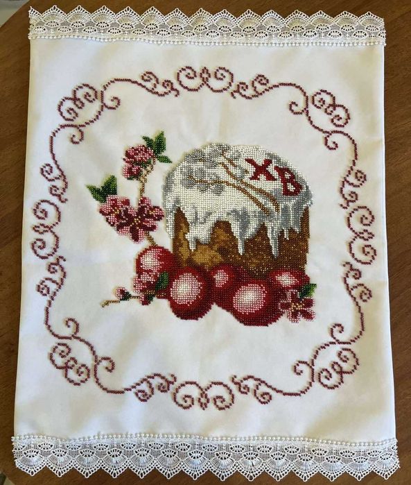 Паскальні рушнички вишиті бісером, рушник на кошик, дитячий рушничок