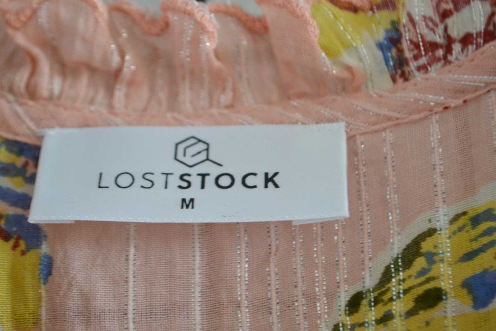 Koszulka bluzka morelowa boho w kwiaty Lost Stock M