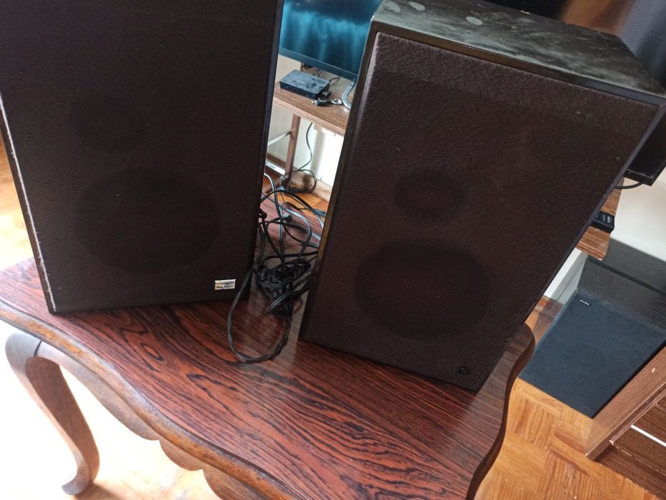 Colunas Grundig de madeira