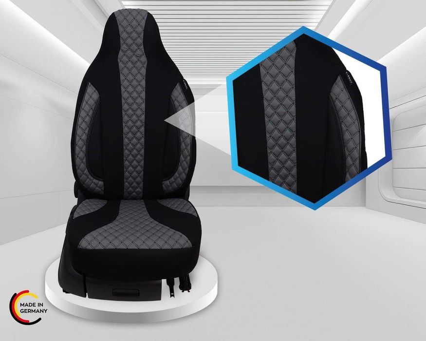 Pokrowce na siedzenia , kempingowych FIAT Ducato czarne/szare