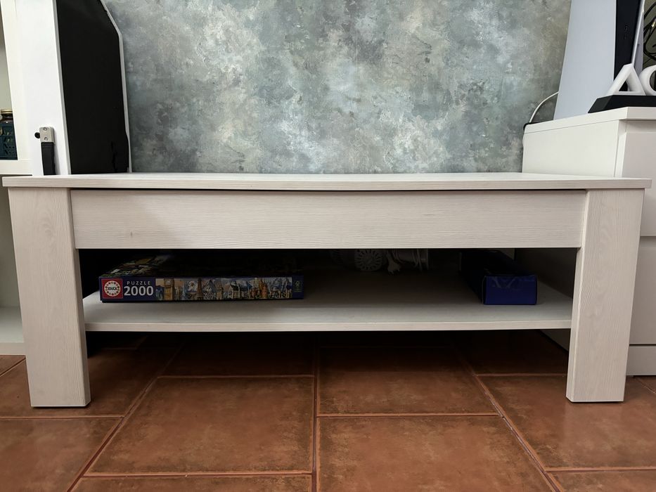 Mesa de centro elevável branca Bolonia